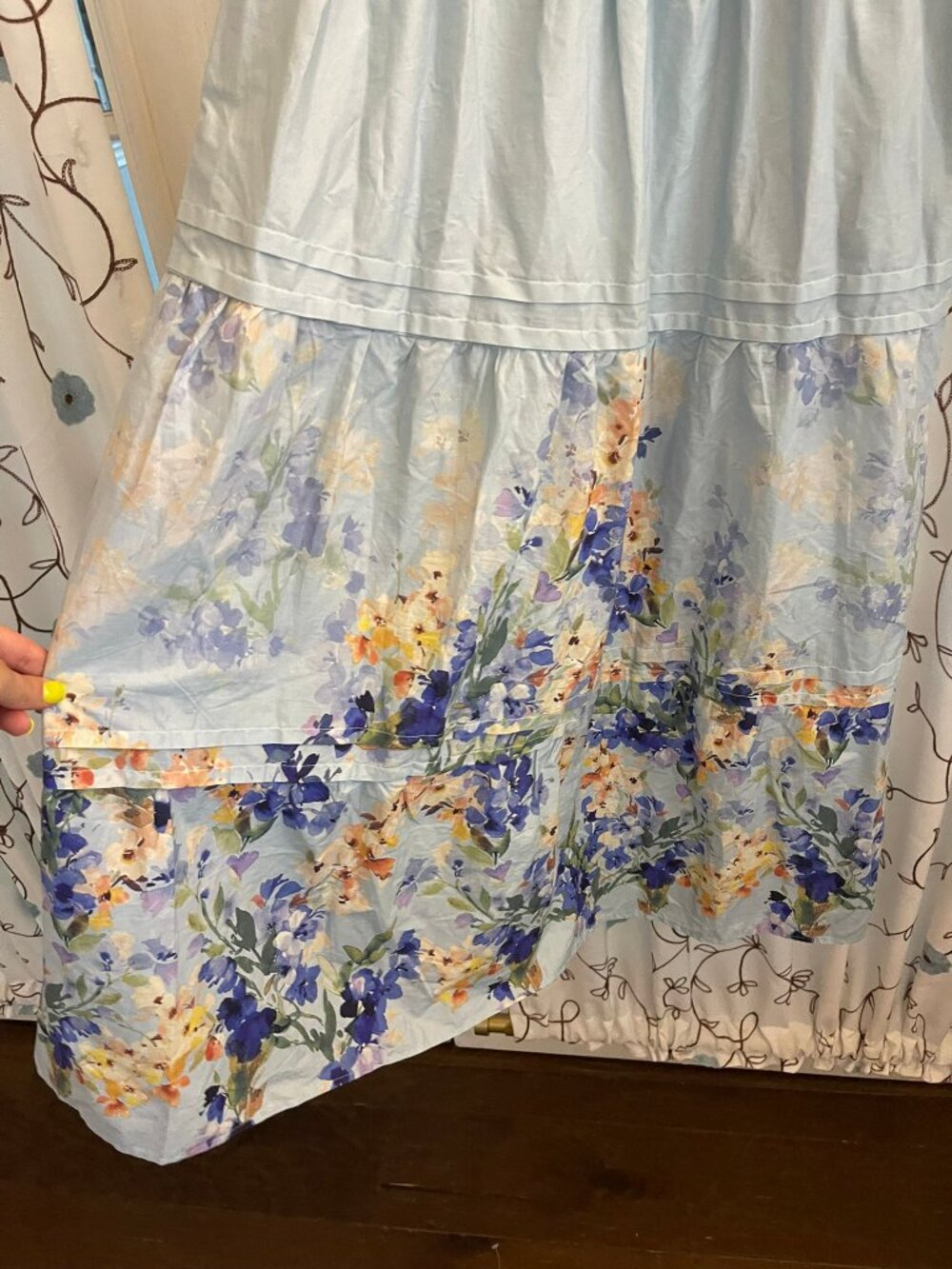 Like New Women's Sz S Rachel Zoe Light Blue Floral Tiered Maxi Dress - Picture 8 of 8